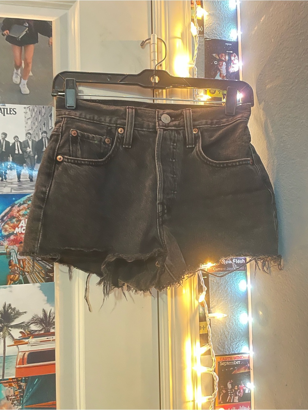 Levi’s High-Rise Black Denim Cutoff Shorts